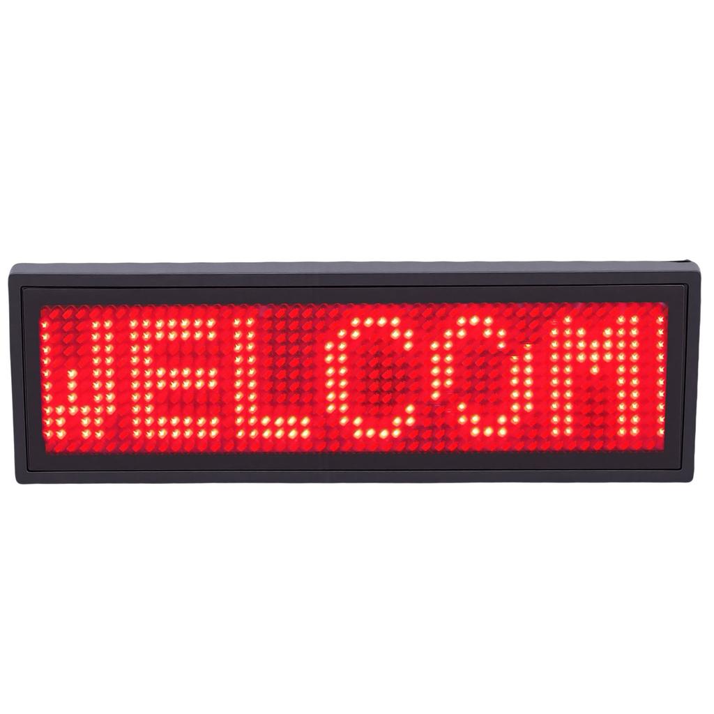 Red LED Badge 12x48 Pixels Mobile APP Control Name Sign with Brooch and Magnet Bracket Programmable Rechargeable
