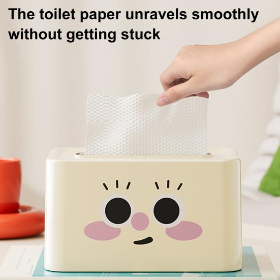 Smile Face Tissue Box Cute Tissue Holder with Spring Mechanism Rectangular Tissue Case Tissue Box Cover Napkin Dispenser for Bedroom Bathroom Car