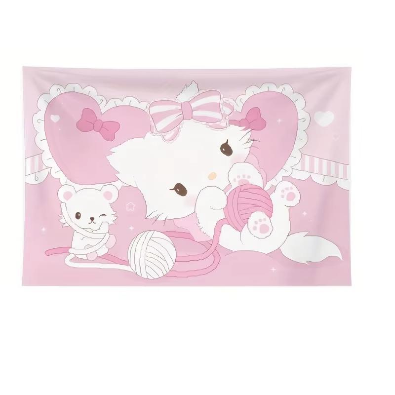 

Sanrio Family Printed Tapestry Cute Peach Red Holiday Room Decor for All Celebrations 74x94cm(29x37in)