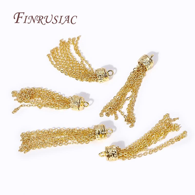 18K Gold Plated Brass Metal Chains Tassel Charms For Earrings Jewelry Making Supplies DIY Tassel Pendant Jewelry Findings