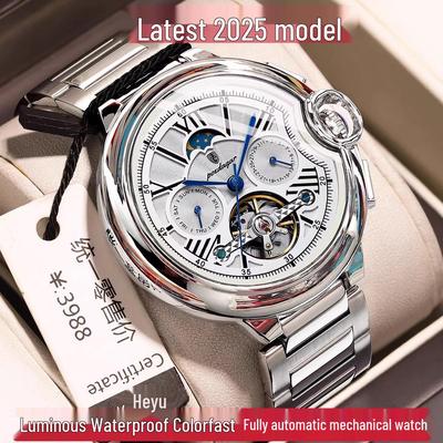Orologio da Uomo Svizzero Automatico Impermeabile Tourbillon Scheletrato da Business