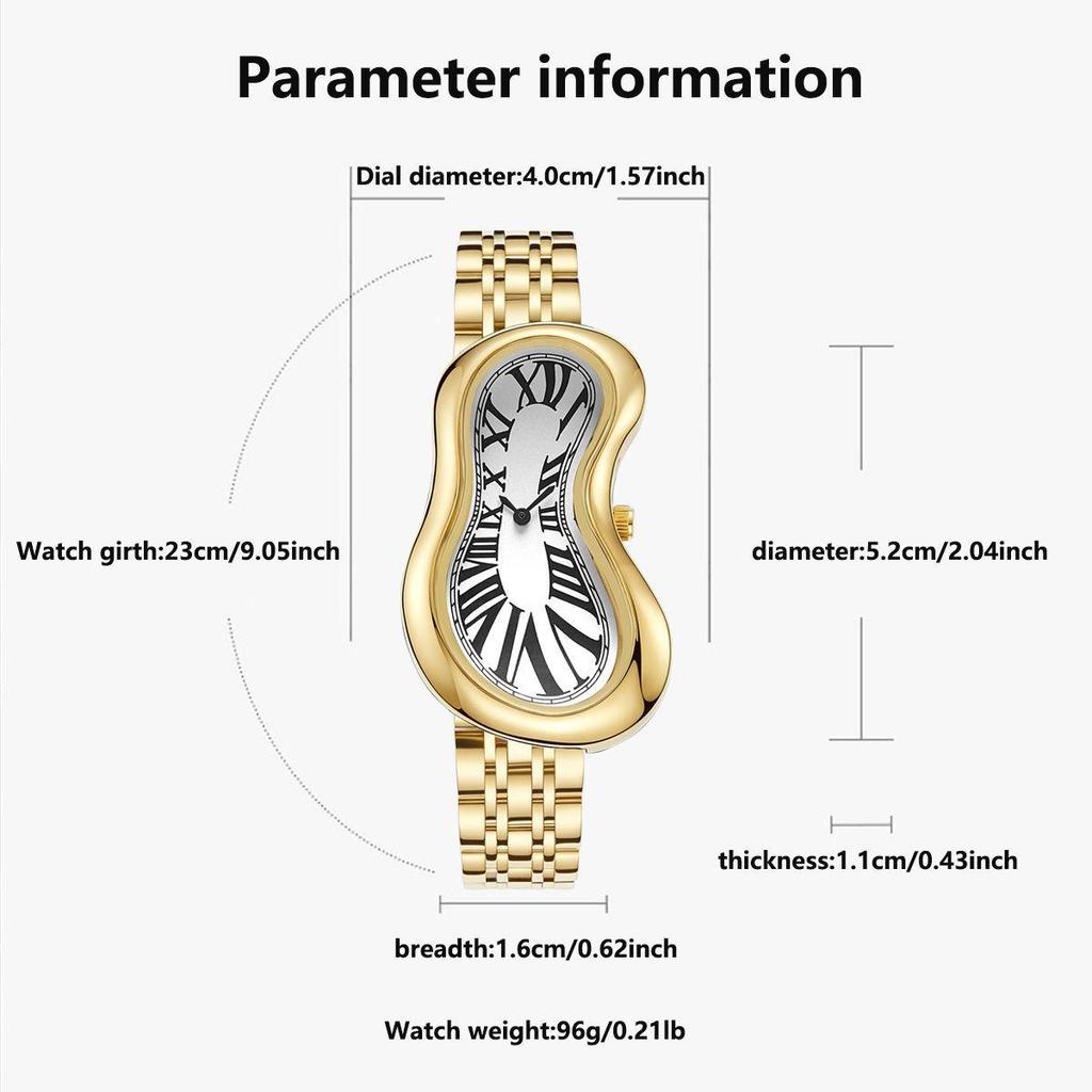 New Unique Melted Twisted Watch for Men and Women Y2K Watches Luxury Stainless Steel Strap Waterproof Quartz Wristwatches Gifts