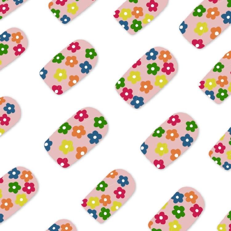 Square Nail Tips Flower Fake Nail Glues On Nail Stick On Nail Press On Nail Artificial False Nail for Womens and Girls