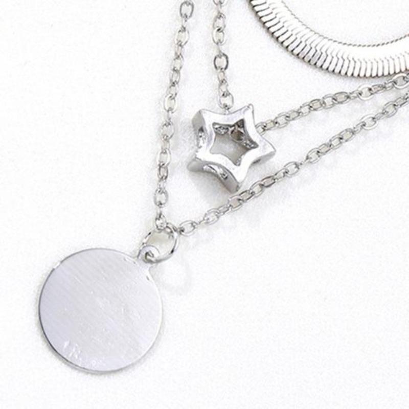Women Necklace Three-layered Solid Color Hollow Chain Individual Adjustable Length Prom Daily Dating Neck