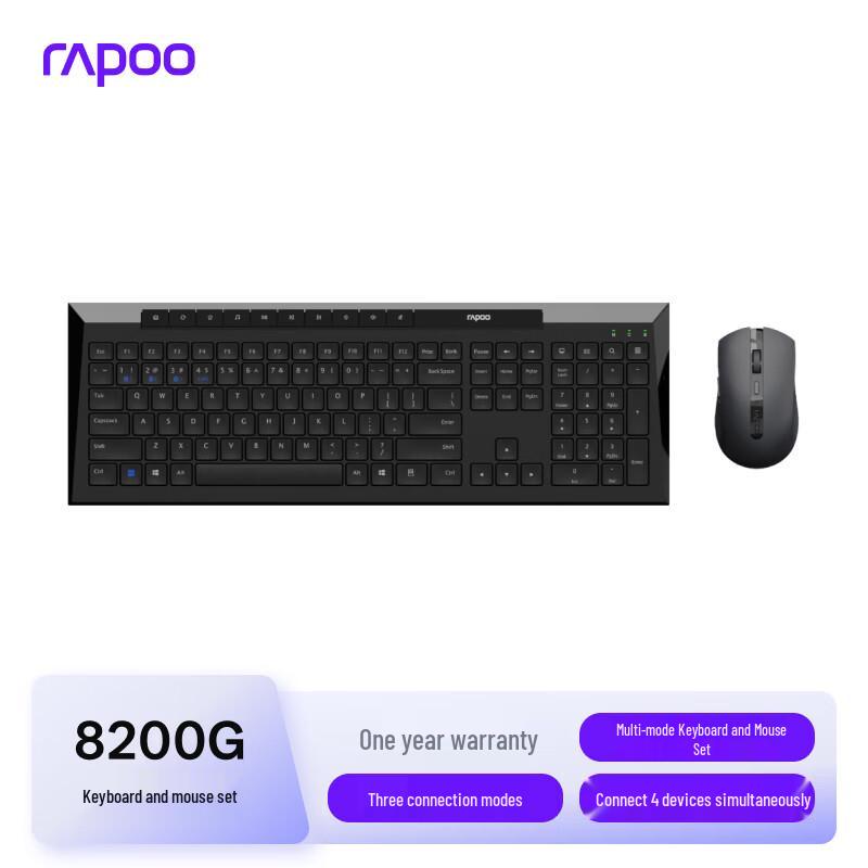 Rapoo 8200G Multi-Mode Wireless Keyboard and Mouse Combo