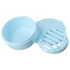 2 pcs Blue and White, Soap Holder Green and Black Round Draining Soap Dish  Business Trip