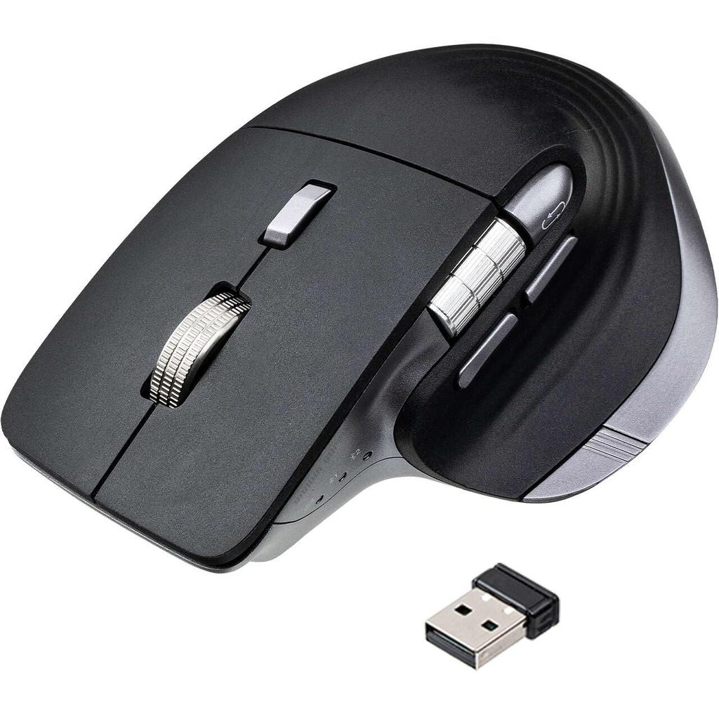 Sanwa Direct Wireless Bluetooth Side 5 Silent Rechargeable Mouse, High-Speed Scrolling, Wheel, Buttons, Operation, Multi-Pairing, (Model 400-MAWB220)