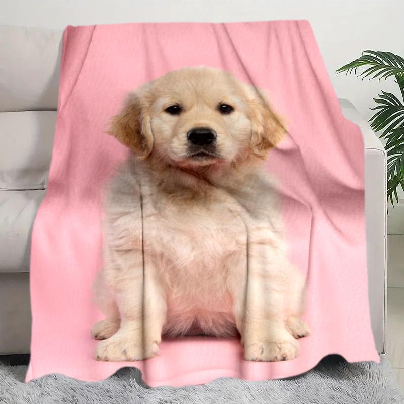 1PC Dog cute printed blanket, all season lightweight home office outdoor nap multifunctional blanket A10