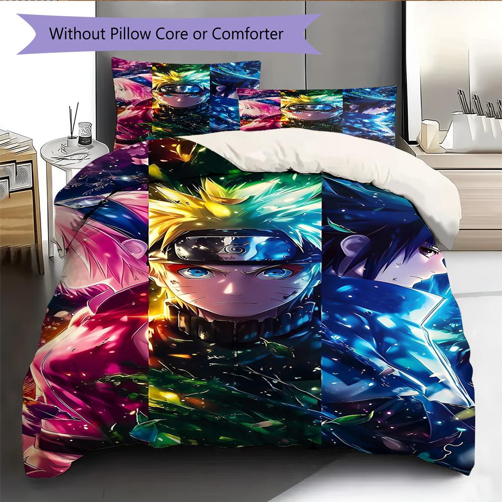 Cartoon Pattern Bedding Quilt Set Quilt Cover Pillowcase Home Decoration Birthday Gift (1 * duvet cover + 2 * pillowcase, without core)