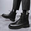 Fashion All-match Lace-Up Male Comfortable Ankle Boots Real Leather Men's Casual High Top Shoes 2024 New Arrival  Boots for Men