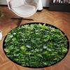 Round Green Fern Leaf Pattern Floor Mat, Nature Tropical Foliage Plant Print Non-Slip Rug for Entryway, Living Room, or Bedroom