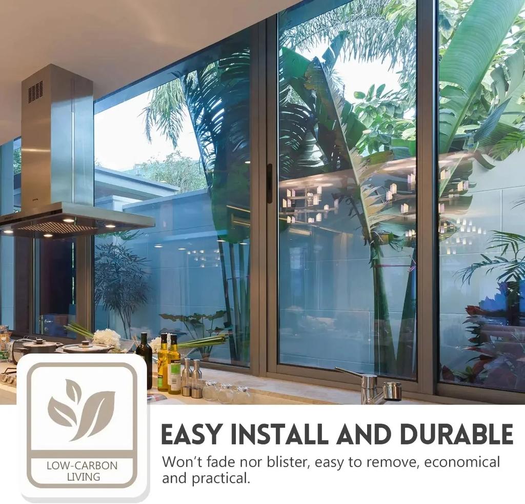 Window Privacy Film Anti Look Vinyl Glass Screen Foil Anti Heat Tint Mirror Stickers Rolls Non Adhesive UV Protection House Tool