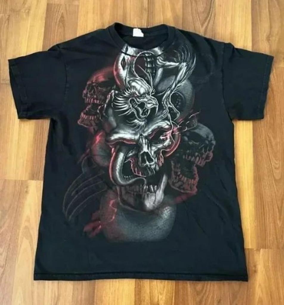 Europäisches und Amerikanisches Herren Sommer T-Shirt mit Totenkopf-Print, bequem und mit Rundhalsausschnitt, Outdoor Street Damenmode Top