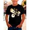 Europäische Größen Outdoor Mountainbike Junge T-Shirt Junge Kreatives T-Shirt, Lässiges Leichtes und Bequemes Kurzarm Oberteil, Sommer Kinderkleidung