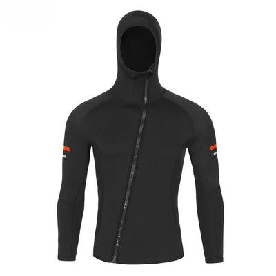OUZO Men's 1.5mm Hooded Long-Sleeve Diving Top Split Sunscreen Surf & Jellyfish Suit for Winter