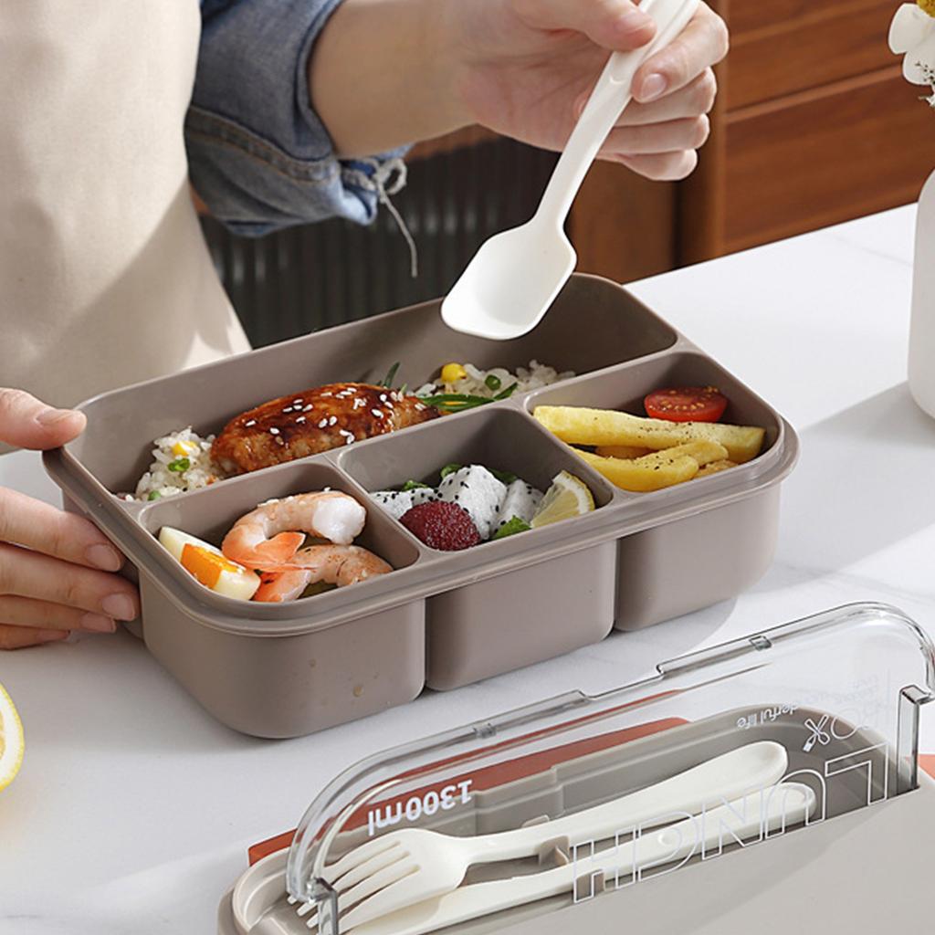 Four-compartment Student Lunch BoxWith Seasoning Box  Worker Microwave Heating Lunch Box Student Special Compartment Lunch Box