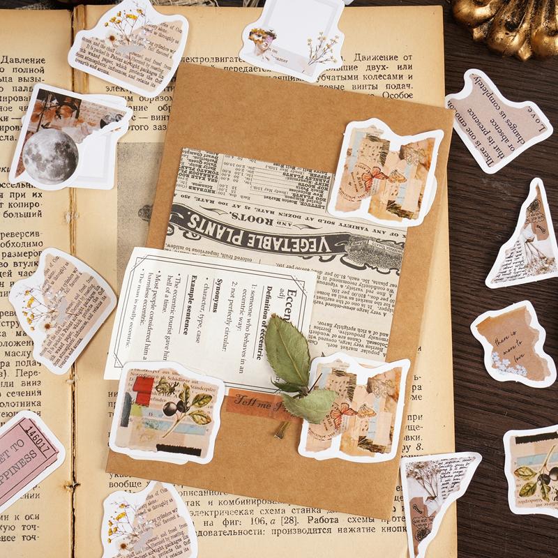 46 Pieces/box Shards Tearing Apart Boxed Stickers Student Stationery Decorative Materials Handmade DIY Decorative Collages