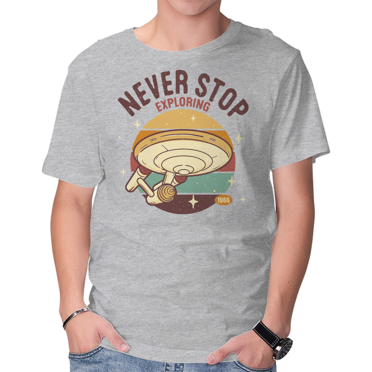 Unisex Crew Neck T-Shirt The Bold Explorer Graphic Short Sleeve Casual Tee S