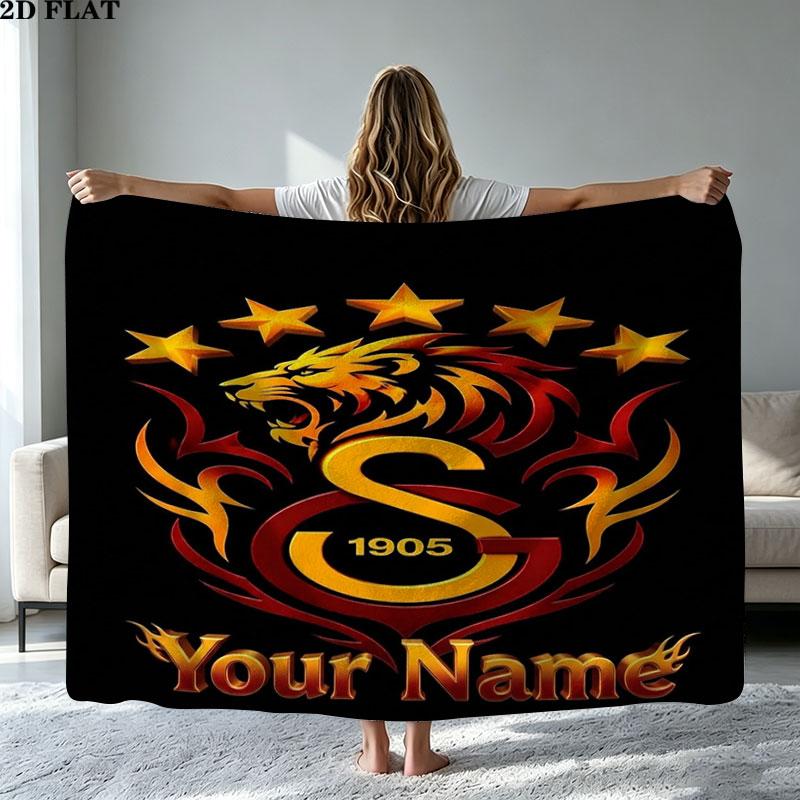 1PC Galatasaray S Custom Name Patterned Flannel Blanket Suitable For All Seasons for Home Decor Warmth and Comfort Gifts Holiday Present