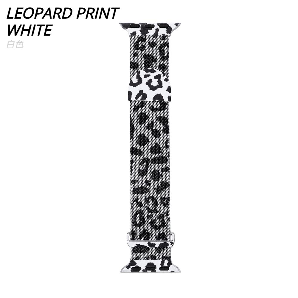 Milanese Loop strap For Apple watch band 46mm 45mm 44mm 40mm 41mm Leopard Print Magnetic bracelet for iWatch Series 11/10/9 8 7 6 SE3/Ultra 2 3 4 49mm