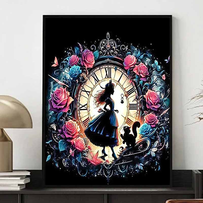 Disney Diamond Painting Alice and The Cheshire Cat Illustration Mosaic Embroidery Image Creation Diamond Painting Cross Stitch Home Decoration 5D DIY