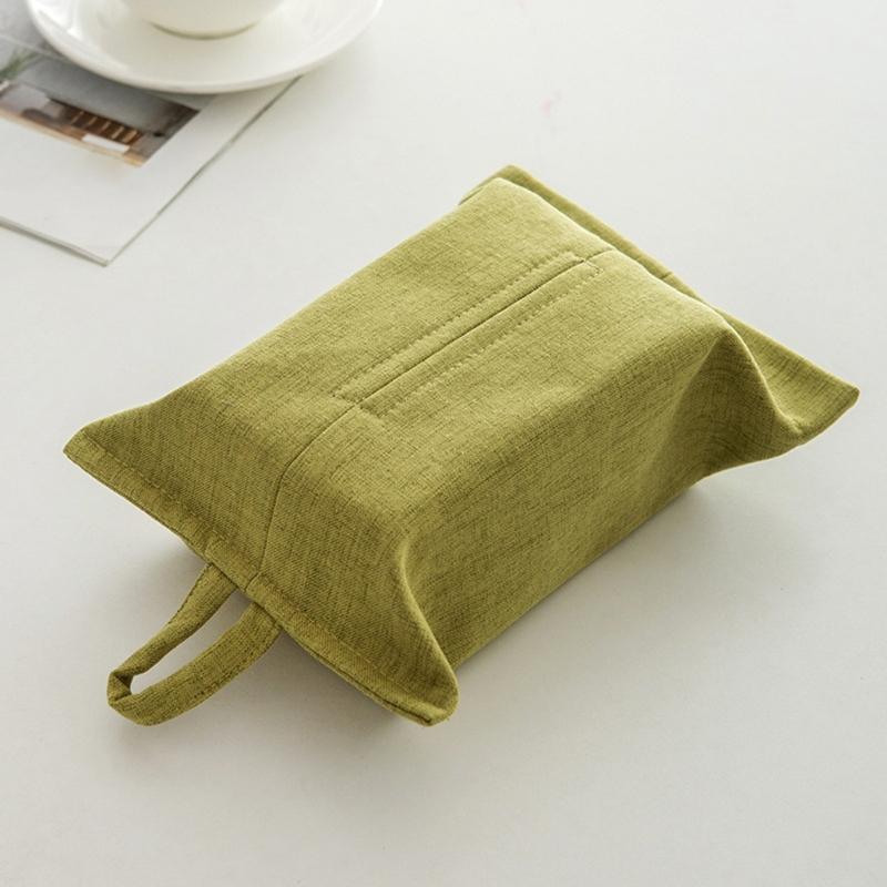 Elegant Fabric Tissue Box Cover with Hanging Rope Wall Mounted Napkin Dispenser Paper Towel Holder for Home and Office