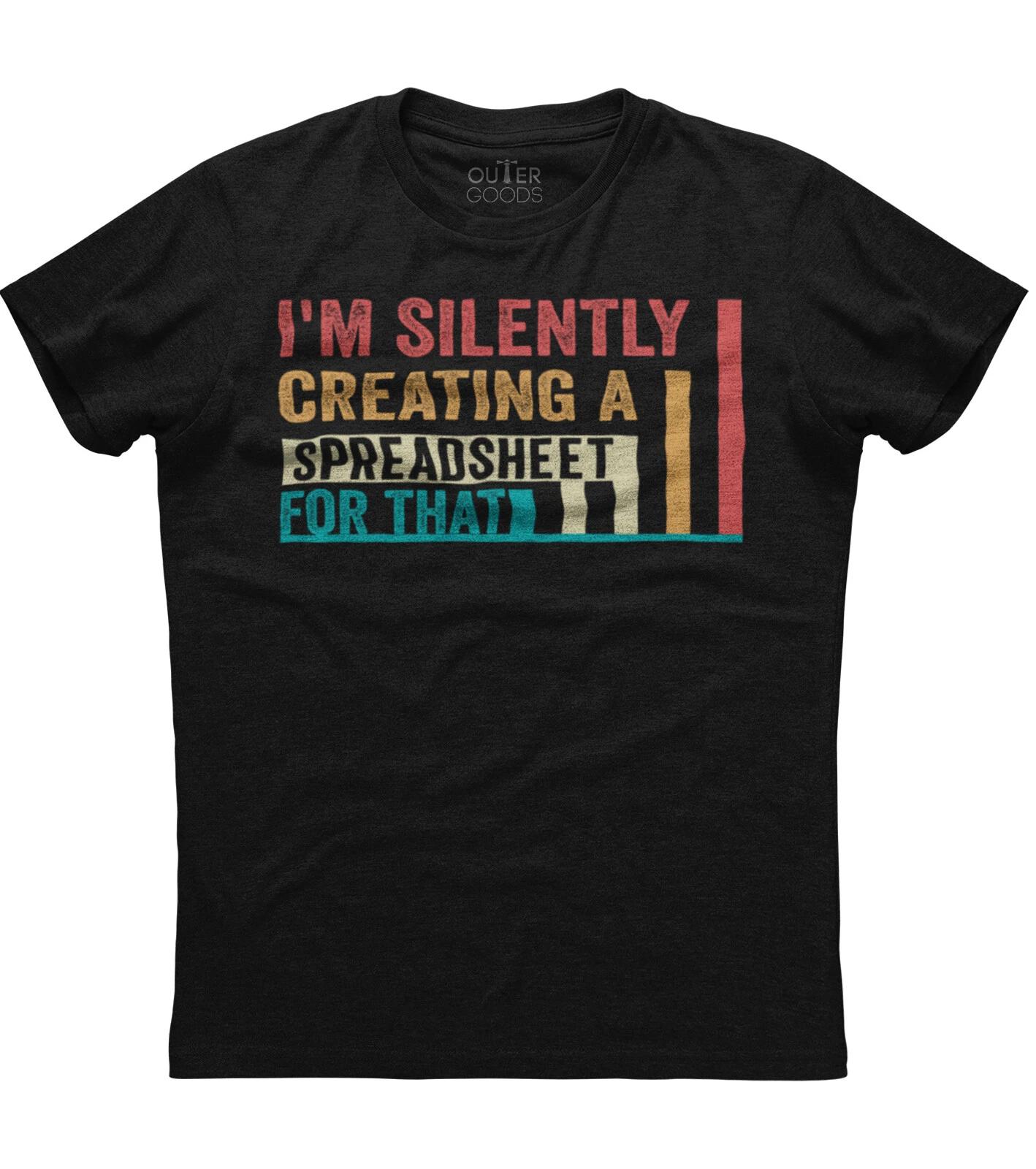 Retro Spreadsheet Actuary Statistician Mens Short Sleeve Cotton Black T-shirt XL