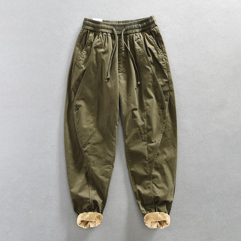 

Зимние мужские брюки Cargo Velvet, удобные, утолщенные, мягкие, сохраняющие тепло, уличные брюки в стиле ретро L зелёный