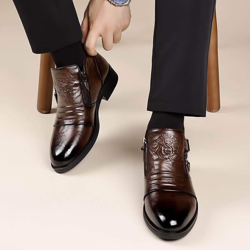 Men'S Fashion All Match Outdoor Leather Shoes Soft Breathable Business Casual Loafers Shoes Comfort British Style Leather Shoes