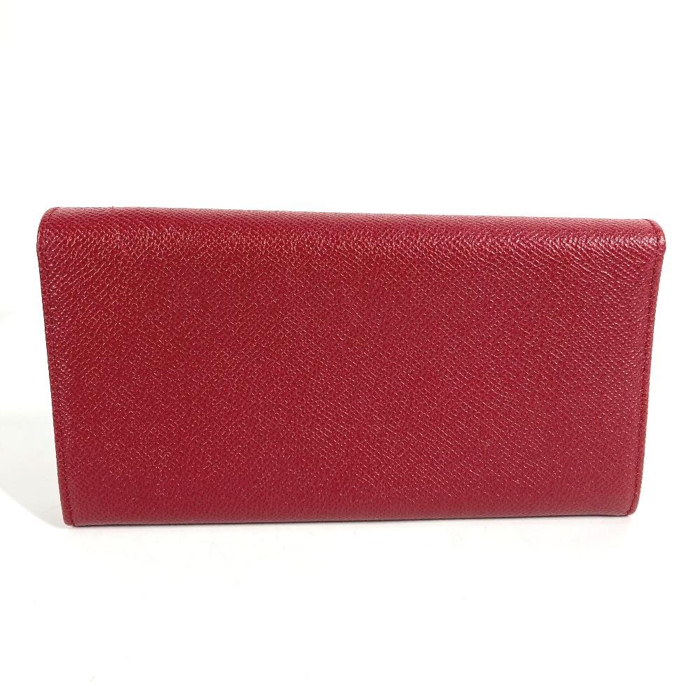 BVLGARI Bulgari Bulgari Logo Clip Bi-fold flap Long Wallet Leather Red