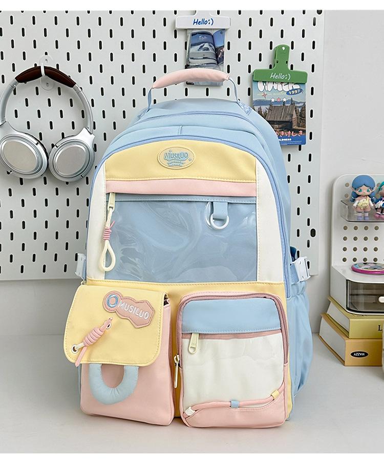 Schoolbag New High-value College Style Japanese Ins Fresh and Sweet Backpack Contrasting Color Splicing Junior High School Backpack