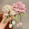 Hair Tie Chiffon Organza Fabric High Elasticity Tulip Flower Design Hair Rope with Streamers Ponytail Bun Hair Accessories