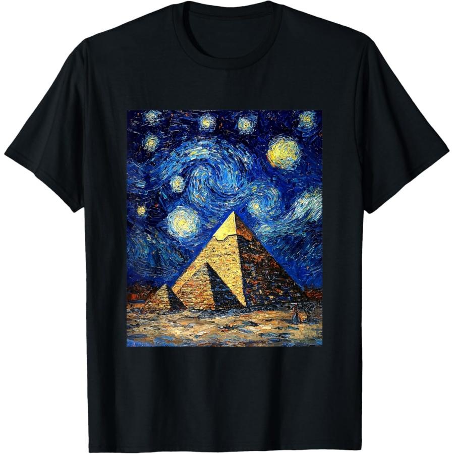 Pyramid Egyptian Egypt - Van Gogh Style - Starry Night T-Shirt XXXXXL чёрный