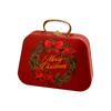 Holiday Gift Tin Box Christmas Metal Treat Container with Handle and Lid Closure for Small Gifts, Dessert Table Use