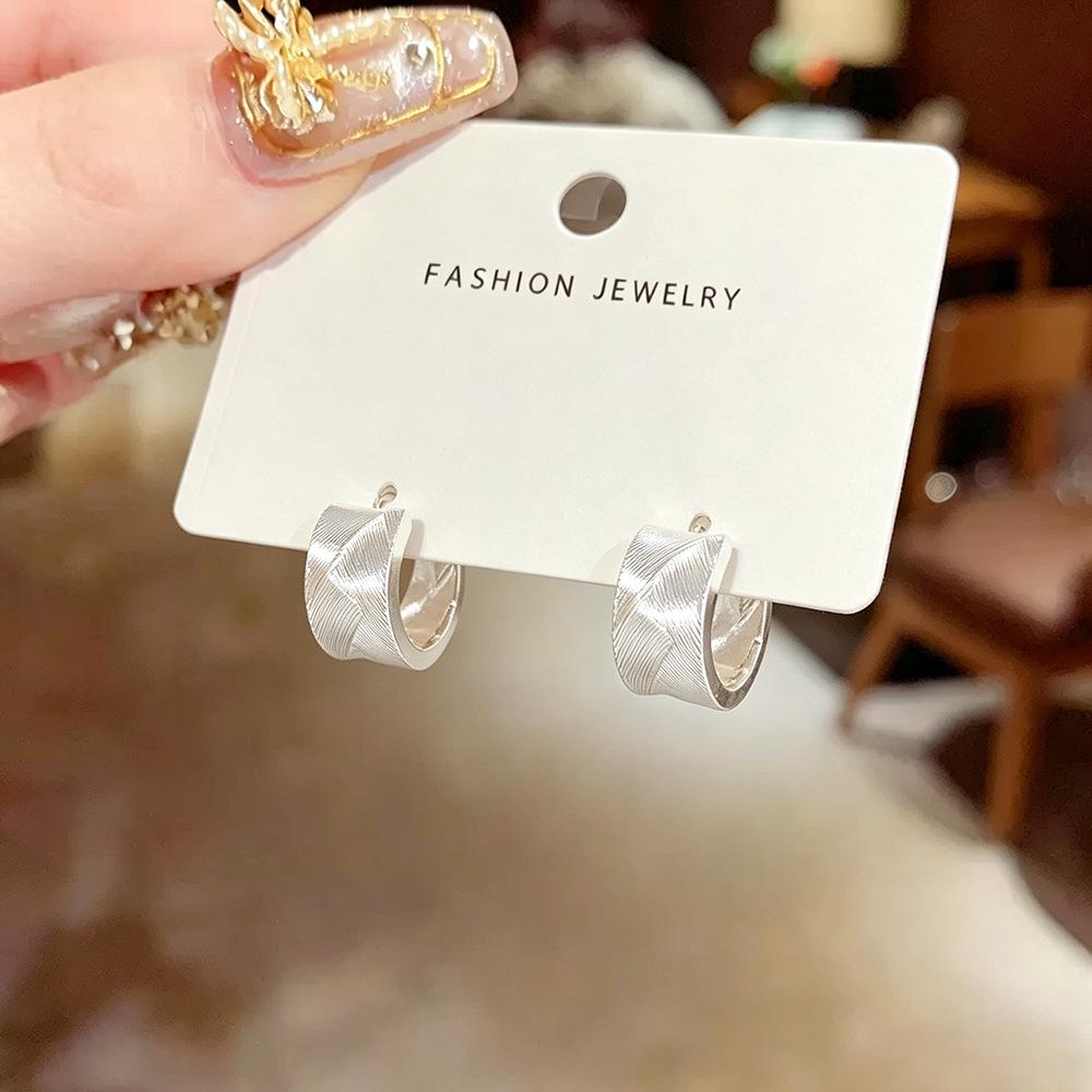 Chic Light Luxury U-Shaped Line Texture Earrings - Women's Versatile Design