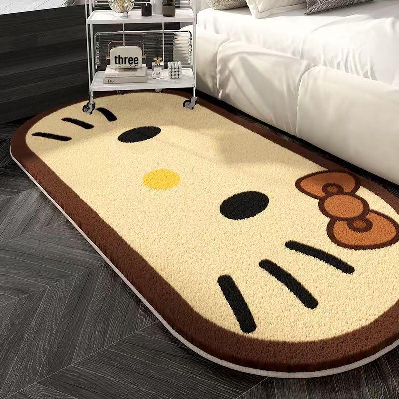Cartoon Kitty Imitation Cashmere Anti-Slip Rug for Bedroom & Living Room
