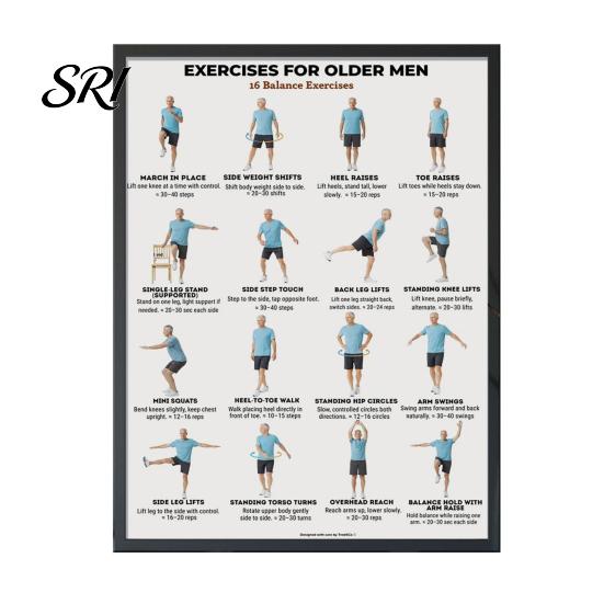 Poster Esercizi da Seduti Tabella Allenamento su Sedia Diagramma Flusso Yoga Dolce Esercizi di Mobilità a Basso Impatto per Anziani Principianti