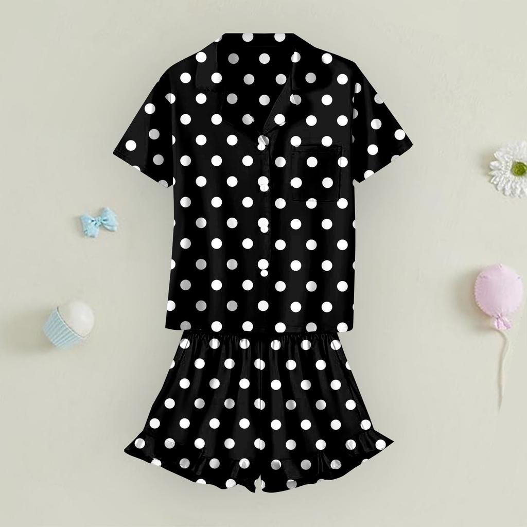 Barneklær Hjemmeklær Pyjamassett Kortarmet Topp Shorts Todelt Sett Yttertøy Lek Cardigan Klær