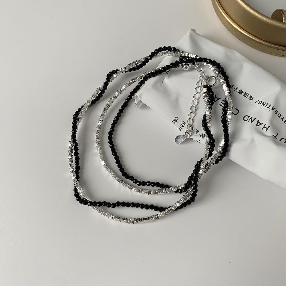 

Элегантный браслет-ожерелье из серебра S925 с черной шпинелью, двухслойный S925 Silver