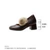 Size 33 small man heightening retro flower word with Mary Jane shoes women's ballet high heel light mouth single shoes