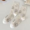Socks Coffee Color Cute Bear Medium Tube Socks Season College Style Pure Cotton Bow Stacking Socks Women