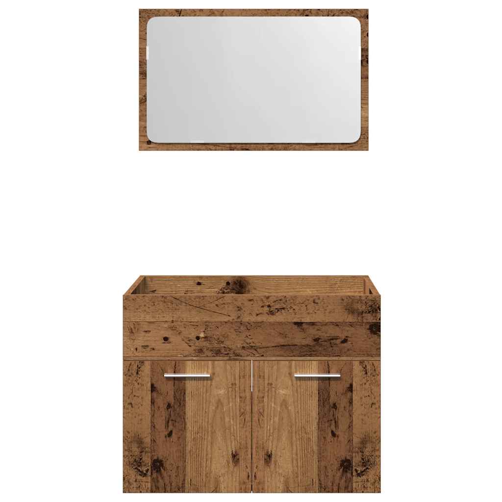 2 Piece Bathroom Furniture Set Rustic Wood Look Engineered Wood