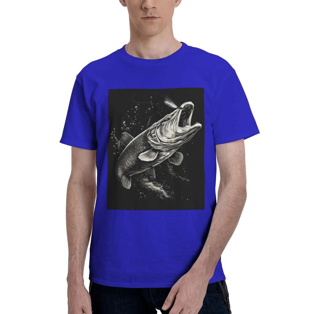 Fishing Lover Pike Fish Design Men TShirt Plus Size T Shirts Mens Round Neck Cotton Tees Short Summer Male