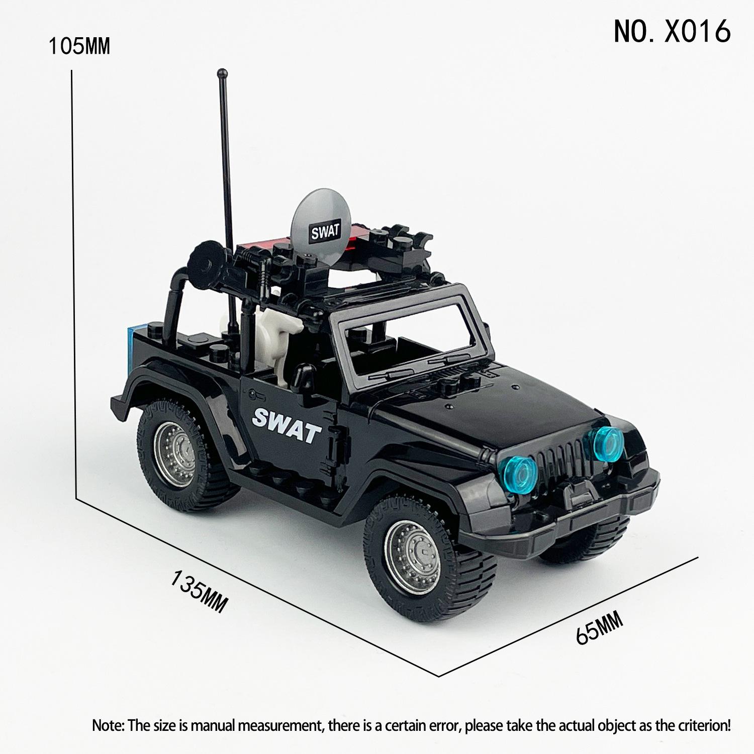 Six Off-Road Assault Fire Small Particle Patrol Car X016 Children S Assembled Building Block Toy