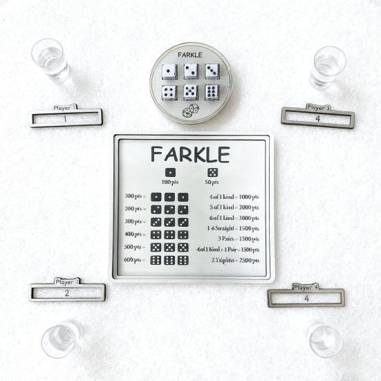 Farkle Dice Tray And Storage Case Classic Board Game Set with Embedded Scoring Combinations Dice Scoreboard for Family Game Night