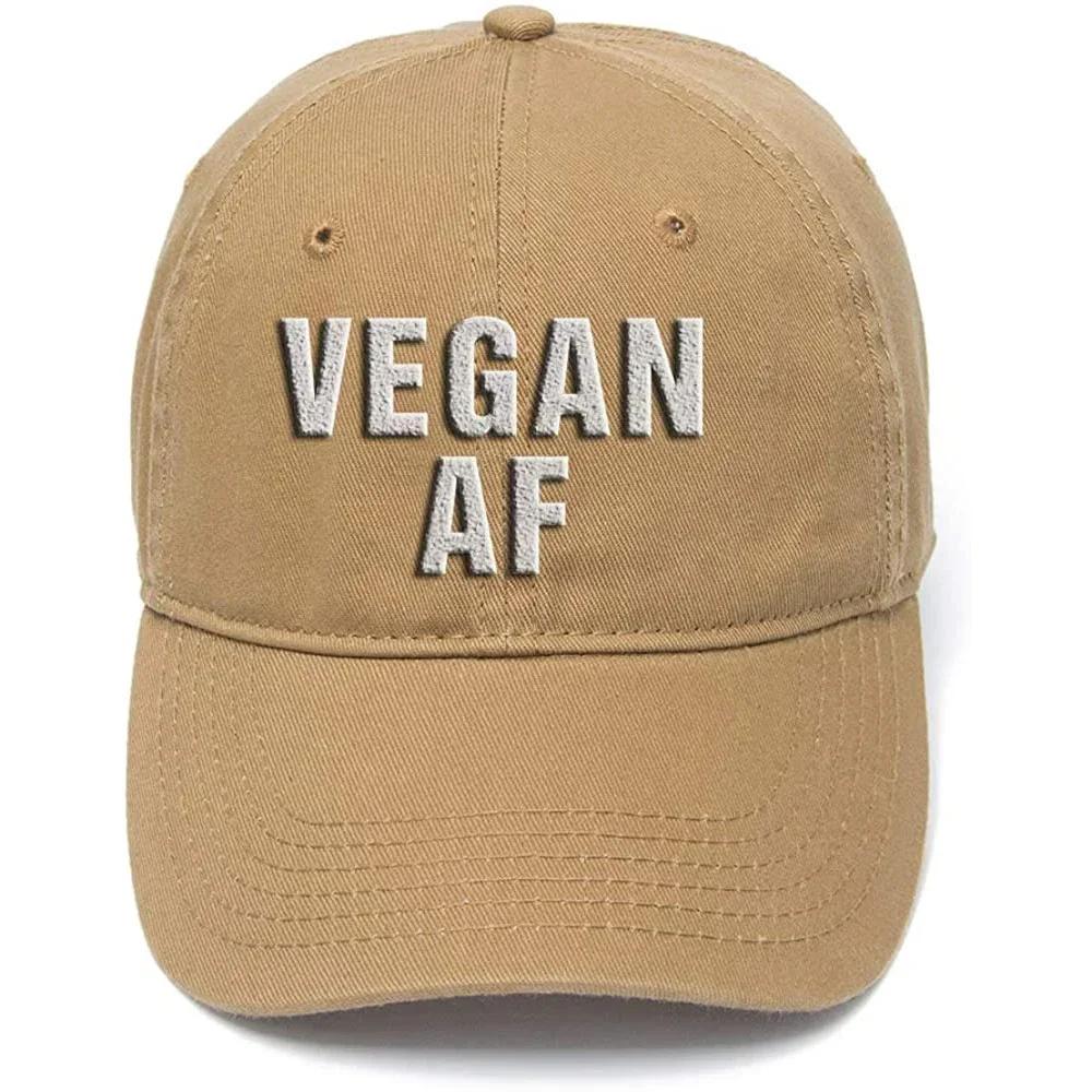 Lyprerazy Vegan AF Vegetarian Washed Cotton Adjustable Unisex Women Unisex Hip Hop Cool Flock Printing Baseball Cap
