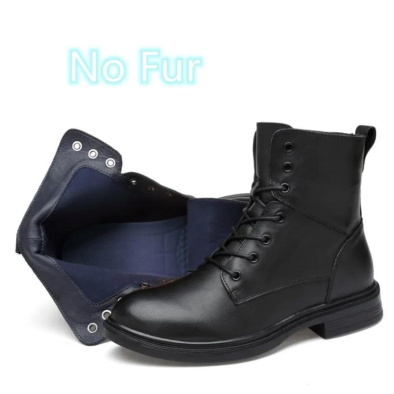 Fashion Genuine Leather Boots Mens High Quality Non-Slip Hiking Boot For Men Black Sewing Boots Men Shoes Plus Size 36-50