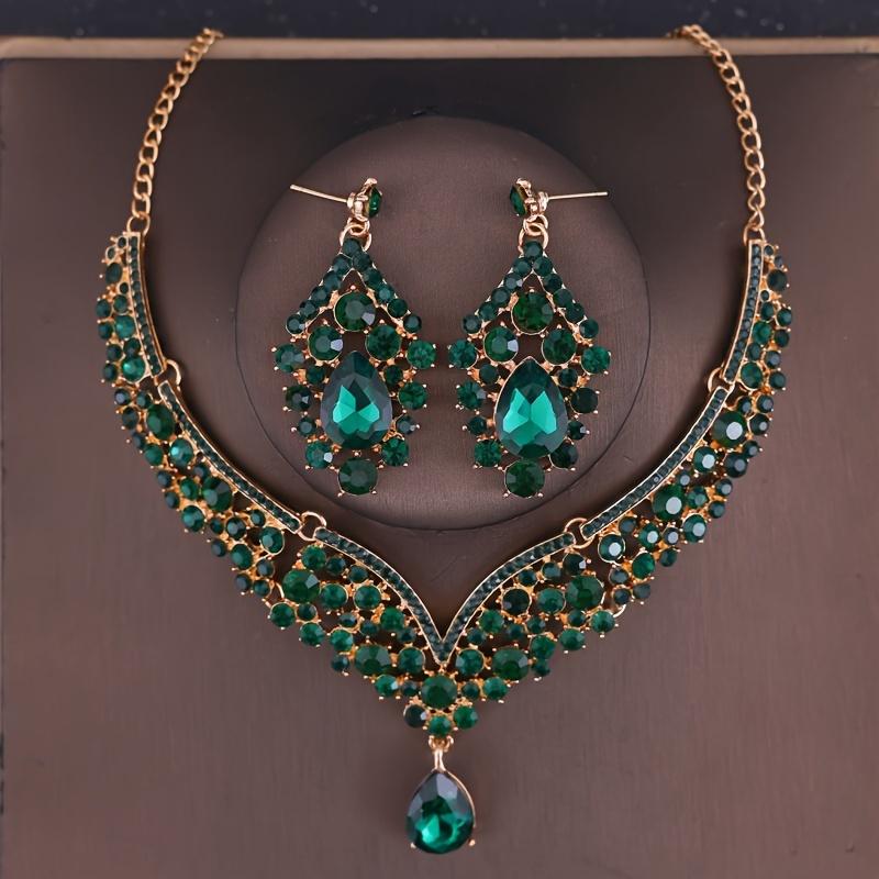 

3 шт./комплект, свадебное ожерелье и серьги, изысканный и элегантный комплект для женщин, подходящий для вечеринок и фестивалей