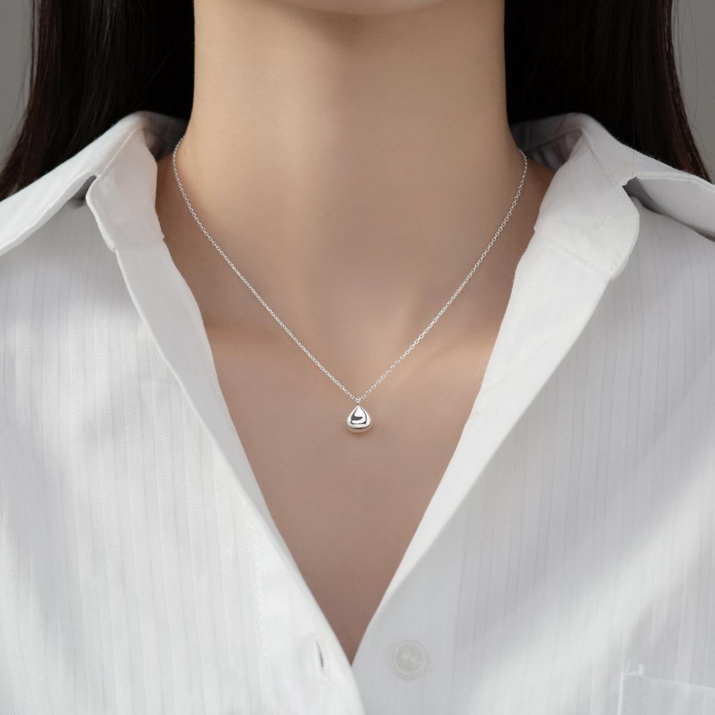 Xiaomi Silver color Pean Shape Chain Choker Necklace For Women Wide Fine Jewelry Wedding Party Birthday Gift