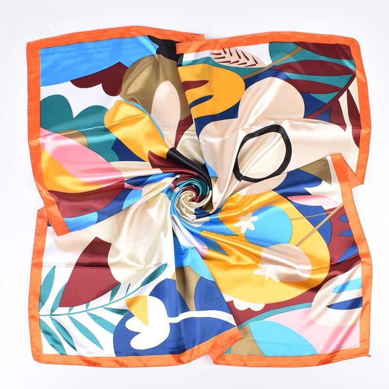 Luxury Fashion Print 90*90Cm Silk Square Scarf Women Soft Satin Hairband Neckerchief Tie Female Headband Foulard Bag Ribbon